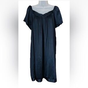 Vanity Fair Womens Coloratura Gown Sleepwear Black Short Flutter Sleeve XL 30109